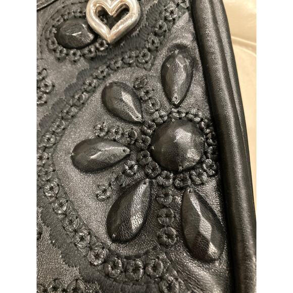 BRIGHTON LOCK HEART ISSIE BLACK LEATHER HOBO RARE FIND - Picture 16 of 16